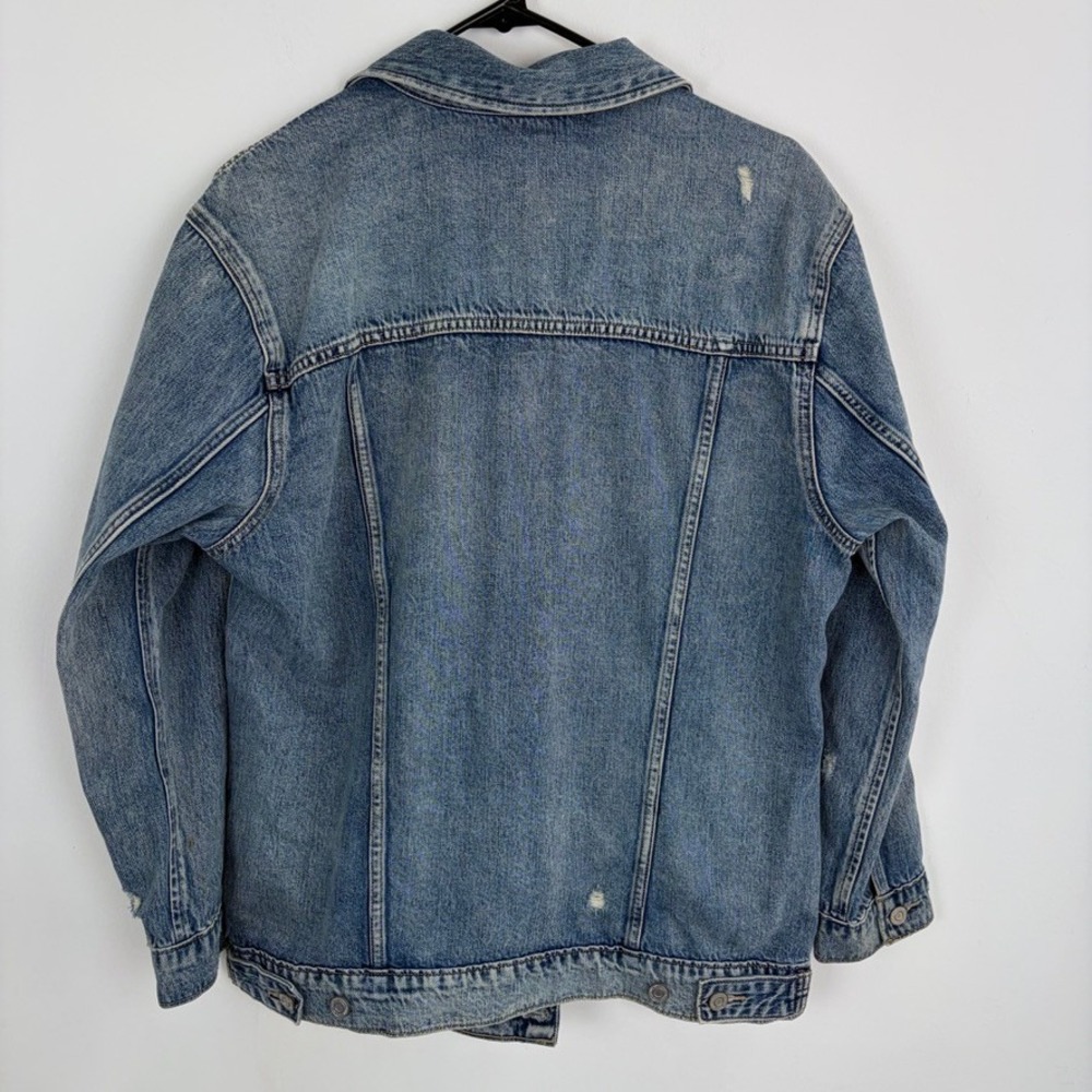Lucky Brand Boyfriend Trucker Denim Jacket Jean Jacket Distressed Size Medium - Picture 7 of 8